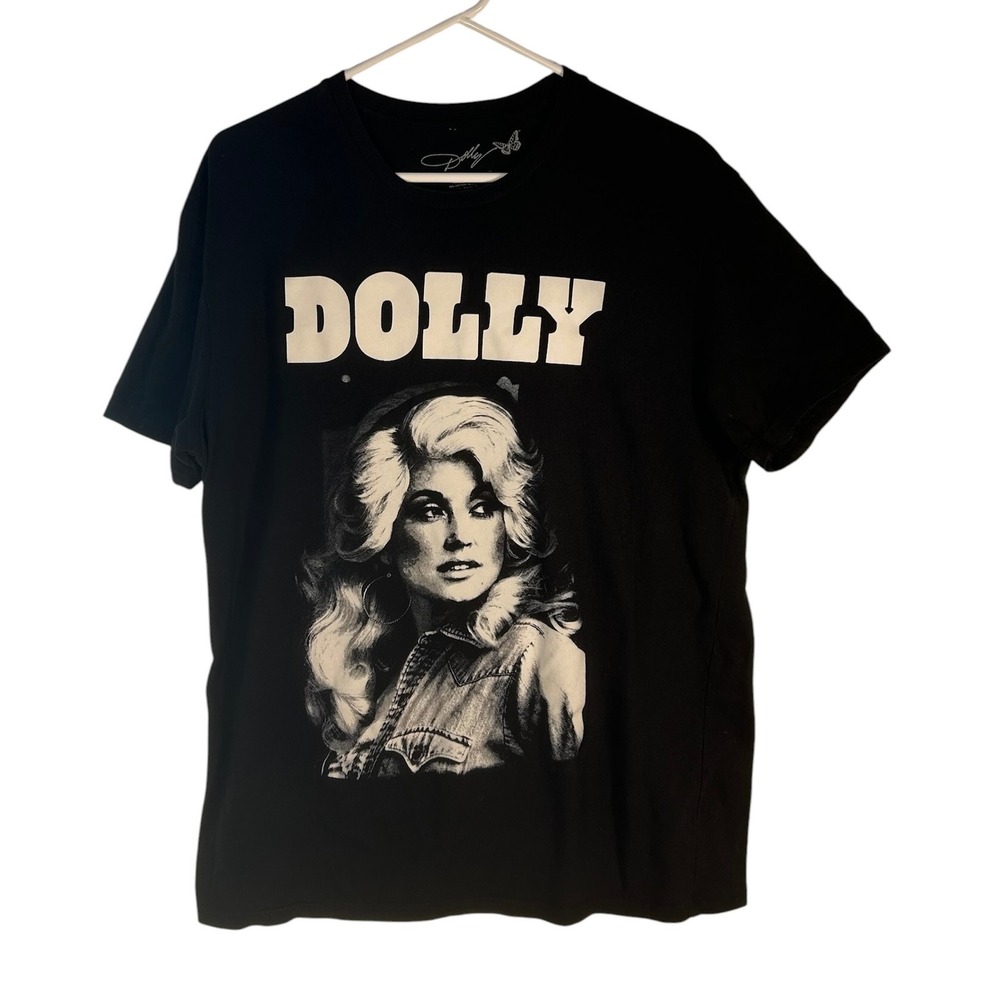 Dolly Parton Graphic T-Shirt Mens Large Black Portrait Country Music Icon Tee